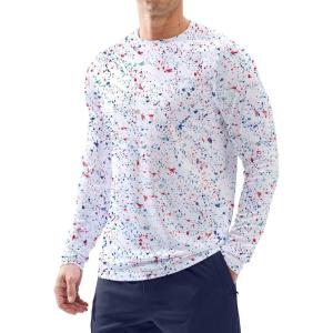 imageMens Sun Protection Long Sleeve Shirts UPF 50 Rash Guard for Men SPF UV Fishing Hiking Running Workout Athletic ShirtWhite Colored Dots