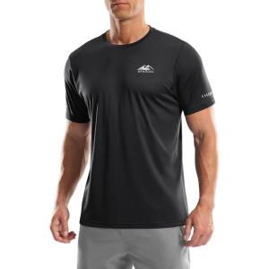 imageMens UPF 50 Sun Protection Dry Fit Workout TShirts Rash Guard Swim Shirts Moisture Wicking Tee for Athletic Beach HikingBlack