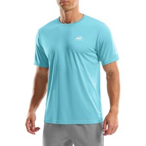 imageMens UPF 50 Sun Protection Dry Fit Workout TShirts Rash Guard Swim Shirts Moisture Wicking Tee for Athletic Beach HikingBlue