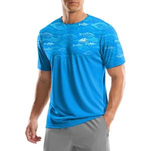 imageMens UPF 50 Sun Protection Dry Fit Workout TShirts Rash Guard Swim Shirts Moisture Wicking Tee for Athletic Beach HikingBlue Shoal