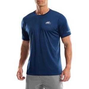 imageMens UPF 50 Sun Protection Dry Fit Workout TShirts Rash Guard Swim Shirts Moisture Wicking Tee for Athletic Beach HikingDark Blue