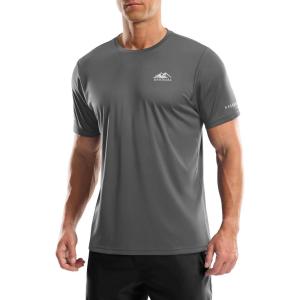imageMens UPF 50 Sun Protection Dry Fit Workout TShirts Rash Guard Swim Shirts Moisture Wicking Tee for Athletic Beach HikingDark Grey