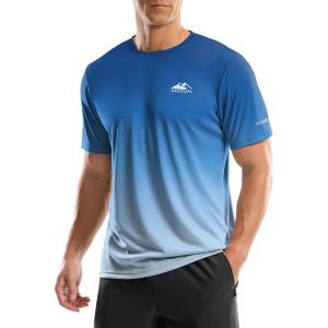 imageMens UPF 50 Sun Protection Dry Fit Workout TShirts Rash Guard Swim Shirts Moisture Wicking Tee for Athletic Beach HikingGradient Blue