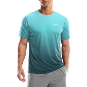 imageMens UPF 50 Sun Protection Dry Fit Workout TShirts Rash Guard Swim Shirts Moisture Wicking Tee for Athletic Beach HikingGradient Green