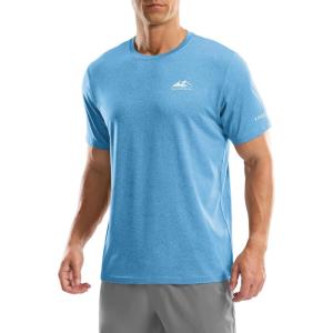 imageMens UPF 50 Sun Protection Dry Fit Workout TShirts Rash Guard Swim Shirts Moisture Wicking Tee for Athletic Beach HikingHeather Blue