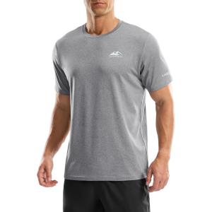 imageMens UPF 50 Sun Protection Dry Fit Workout TShirts Rash Guard Swim Shirts Moisture Wicking Tee for Athletic Beach HikingHeather Grey