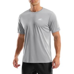 imageMens UPF 50 Sun Protection Dry Fit Workout TShirts Rash Guard Swim Shirts Moisture Wicking Tee for Athletic Beach HikingLight Grey