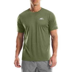 imageMens UPF 50 Sun Protection Dry Fit Workout TShirts Rash Guard Swim Shirts Moisture Wicking Tee for Athletic Beach HikingOlive
