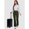 imageG Gradual Womens 6 Pockets High Waist Yoga Pants Stretch Cargo Flare Leggings for Fitness Travel Casual WearArmy Green