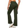 imageG Gradual Womens 6 Pockets High Waist Yoga Pants Stretch Cargo Flare Leggings for Fitness Travel Casual WearArmy Green