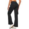 imageG Gradual Womens 6 Pockets High Waist Yoga Pants Stretch Cargo Flare Leggings for Fitness Travel Casual WearBlack