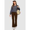 imageG Gradual Womens 6 Pockets High Waist Yoga Pants Stretch Cargo Flare Leggings for Fitness Travel Casual WearFudge Coffee