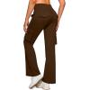 imageG Gradual Womens 6 Pockets High Waist Yoga Pants Stretch Cargo Flare Leggings for Fitness Travel Casual WearFudge Coffee
