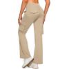 imageG Gradual Womens 6 Pockets High Waist Yoga Pants Stretch Cargo Flare Leggings for Fitness Travel Casual WearKhaki