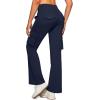 imageG Gradual Womens 6 Pockets High Waist Yoga Pants Stretch Cargo Flare Leggings for Fitness Travel Casual WearNavy
