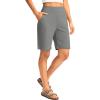 imageG Gradual Womens Bermuda Long Shorts with Pockets 9quot High Waisted Knee Length Shorts for Women Walking Athletic WorkoutLight Grey