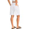imageG Gradual Womens Bermuda Long Shorts with Pockets 9quot High Waisted Knee Length Shorts for Women Walking Athletic WorkoutWhite