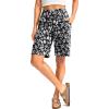 imageG Gradual Womens Bermuda Long Shorts with Pockets 9quot High Waisted Knee Length Shorts for Women Walking Athletic WorkoutWhite Flower