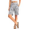 imageG Gradual Womens Bermuda Long Shorts with Pockets 9quot High Waisted Knee Length Shorts for Women Walking Athletic WorkoutWhite Paisley