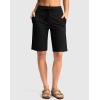 imageG Gradual Womens Bermuda Shorts with Pockets 11quot Knee Length Stretch Comfy Drawstring Long Shorts for Women Summer WalkingBlack