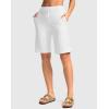 imageG Gradual Womens Bermuda Shorts with Pockets 11quot Knee Length Stretch Comfy Drawstring Long Shorts for Women Summer WalkingCwhite