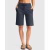 imageG Gradual Womens Bermuda Shorts with Pockets 11quot Knee Length Stretch Comfy Drawstring Long Shorts for Women Summer WalkingDusty Blue