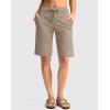 imageG Gradual Womens Bermuda Shorts with Pockets 11quot Knee Length Stretch Comfy Drawstring Long Shorts for Women Summer WalkingKhaki