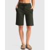 imageG Gradual Womens Bermuda Shorts with Pockets 11quot Knee Length Stretch Comfy Drawstring Long Shorts for Women Summer WalkingOlive