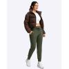 imageG Gradual Womens Fleece Lined Joggers High Waisted Water Resistant Thermal Winter Sweatpants Running Hiking PocketsOlive