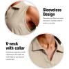 imageG Gradual Womens Sleeveless Golf Polo Shirts Tennis Quick Dry Collared Tank Tops VNeck Polos for WomenKhaki