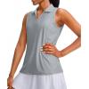 imageG Gradual Womens Sleeveless Golf Polo Shirts Tennis Quick Dry Collared Tank Tops VNeck Polos for WomenLight Grey