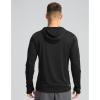 imageMens Sun Protection Shirts UPF 50 Long Sleeve Hoodie with 2 Pockets UV SPF Fishing Hiking Rash Guard ShirtsBlack