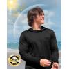 imageMens Sun Protection Shirts UPF 50 Long Sleeve Hoodie with 2 Pockets UV SPF Fishing Hiking Rash Guard ShirtsBlack