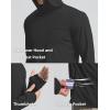 imageMens Sun Protection Shirts UPF 50 Long Sleeve Hoodie with 2 Pockets UV SPF Fishing Hiking Rash Guard ShirtsBlack