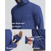 imageMens Sun Protection Shirts UPF 50 Long Sleeve Hoodie with 2 Pockets UV SPF Fishing Hiking Rash Guard ShirtsDark Blue