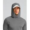 imageMens Sun Protection Shirts UPF 50 Long Sleeve Hoodie with 2 Pockets UV SPF Fishing Hiking Rash Guard ShirtsDark Grey