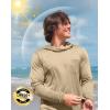 imageMens Sun Protection Shirts UPF 50 Long Sleeve Hoodie with 2 Pockets UV SPF Fishing Hiking Rash Guard ShirtsKhaki
