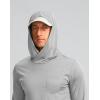 imageMens Sun Protection Shirts UPF 50 Long Sleeve Hoodie with 2 Pockets UV SPF Fishing Hiking Rash Guard ShirtsLight Grey