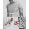 imageMens Sun Protection Shirts UPF 50 Long Sleeve Hoodie with 2 Pockets UV SPF Fishing Hiking Rash Guard ShirtsLight Grey