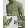 imageMens Sun Protection Shirts UPF 50 Long Sleeve Hoodie with 2 Pockets UV SPF Fishing Hiking Rash Guard ShirtsOlive