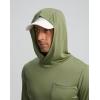 imageMens Sun Protection Shirts UPF 50 Long Sleeve Hoodie with 2 Pockets UV SPF Fishing Hiking Rash Guard ShirtsOlive