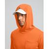 imageMens Sun Protection Shirts UPF 50 Long Sleeve Hoodie with 2 Pockets UV SPF Fishing Hiking Rash Guard ShirtsOrange