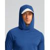 imageMens Sun Protection Shirts UPF 50 Long Sleeve Hoodie with 2 Pockets UV SPF Fishing Hiking Rash Guard ShirtsRoyal Blue