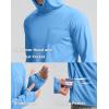 imageMens Sun Protection Shirts UPF 50 Long Sleeve Hoodie with 2 Pockets UV SPF Fishing Hiking Rash Guard ShirtsSky Blue