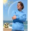 imageMens Sun Protection Shirts UPF 50 Long Sleeve Hoodie with 2 Pockets UV SPF Fishing Hiking Rash Guard ShirtsSky Blue