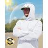 imageMens Sun Protection Shirts UPF 50 Long Sleeve Hoodie with 2 Pockets UV SPF Fishing Hiking Rash Guard ShirtsWhite