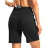imageWomens Athletic Shorts with Zipper Pocket 7quot High Waisted Stretchy Bermuda Shorts for Women Workout Running CasualBlack