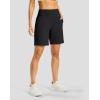 imageWomens Athletic Shorts with Zipper Pocket 7quot High Waisted Stretchy Bermuda Shorts for Women Workout Running CasualBlack