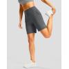 imageWomens Athletic Shorts with Zipper Pocket 7quot High Waisted Stretchy Bermuda Shorts for Women Workout Running CasualDark Grey