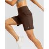 imageWomens Athletic Shorts with Zipper Pocket 7quot High Waisted Stretchy Bermuda Shorts for Women Workout Running CasualEspresso